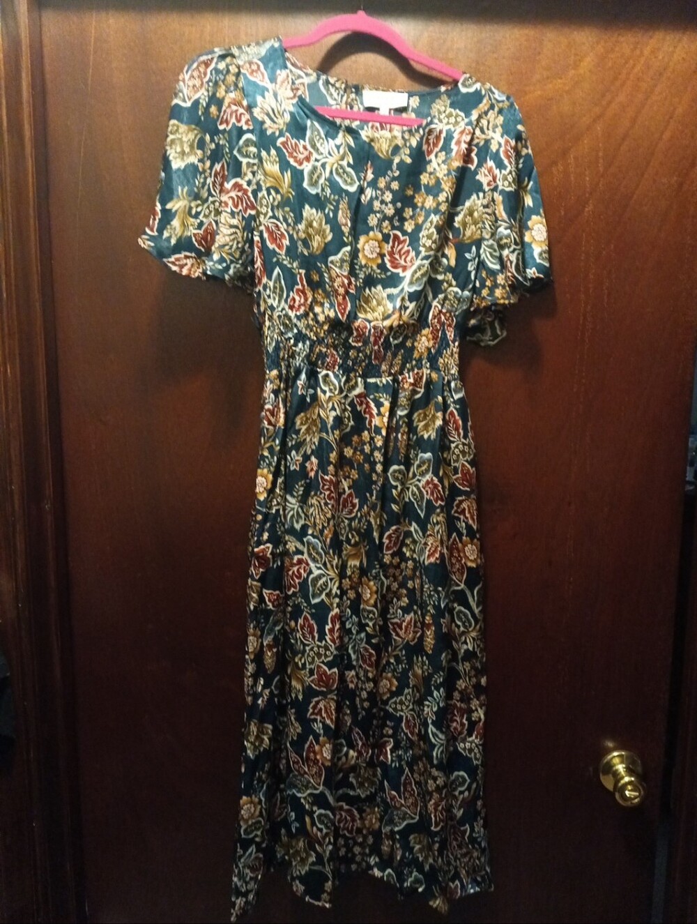 Hayden LA NWT  Teal Floral Print Dress Flutter Tulip Sleeves Size Medium 🍂 Fall